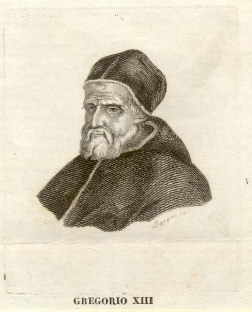 Incisione raffigurante Papa Gregorio XIII, Ugo Boncompagni (Bologna, 1502-1585).