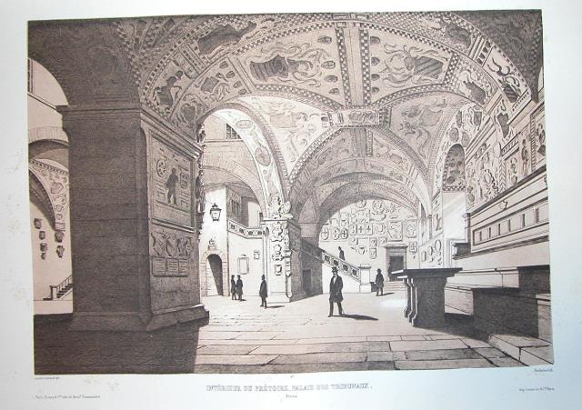 INTERIEUR DU PRETOIRE, PALAIS DES TRIBUNAUX. Pistoia. Riproduzione tratta dall'album …