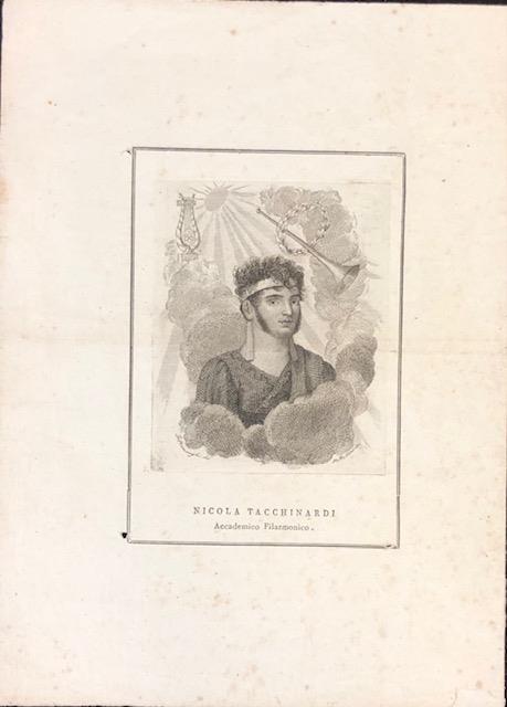 NICOLA TACCHINARDI ACCADEMICO FILARMONICO. Incisione originale raffigurante il cantante lirico …