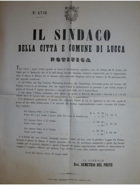 Notifica emanata dal Sindaco della Città e Comune di Lucca …