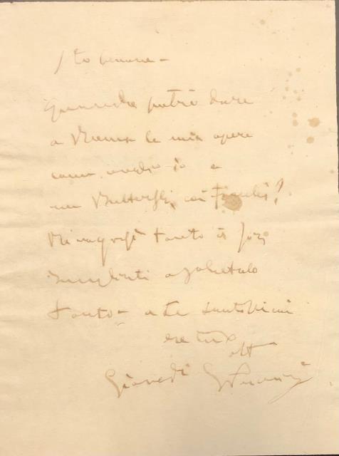 Pagina di lettera autografa di Giacomo Puccini, priva di data …