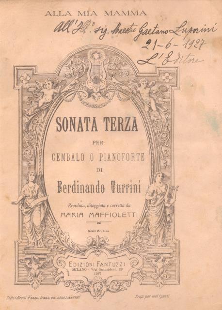 SONATA TERZA PER CEMBALO O PIANOFORTE. Riveduta, diteggiata e corretta …