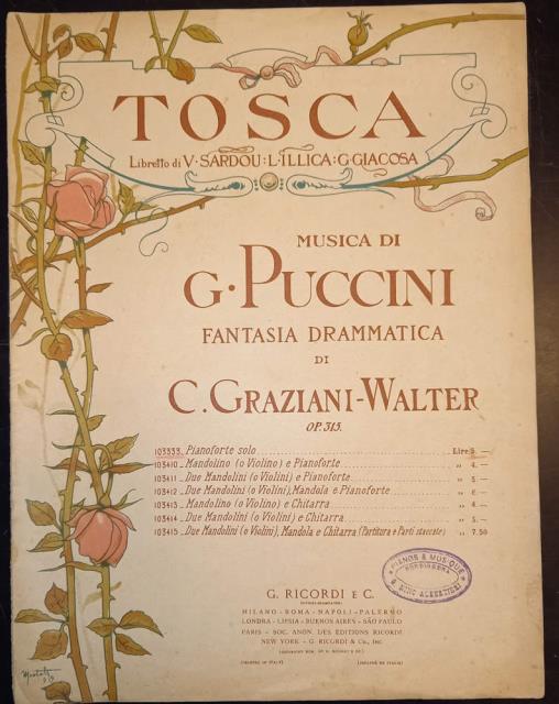 TOSCA" DI GIACOMO PUCCINI (1900). Spartito originale con coperta illustrata …