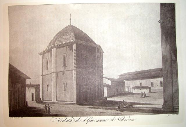 VEDUTA DEL TEMPIO DI S.GIOVANNI DI VOLTERRA. Riproduzione tratta da …