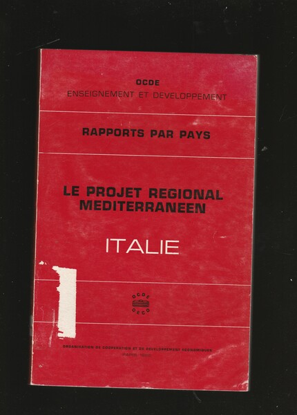 Le Projet Regional Méditerranéen. Rapports par Pays. Italie.