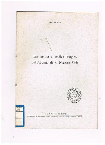 Frammento di codice liturgico dell'Abbazia di S. Nazzaro Sesia. Estratto …