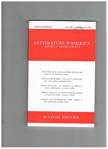 Letterature d'america, rivista trimestrale n° 12 del 1982. Angloamericana, scritti …