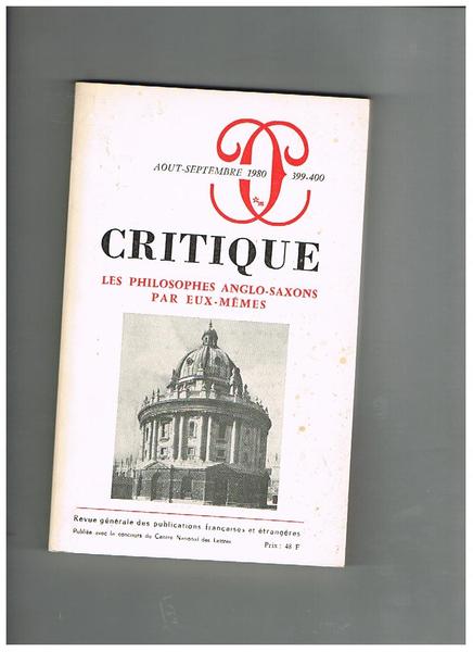 Critique. Revue générale des publications françaises et étrangères. Disponiamo del …