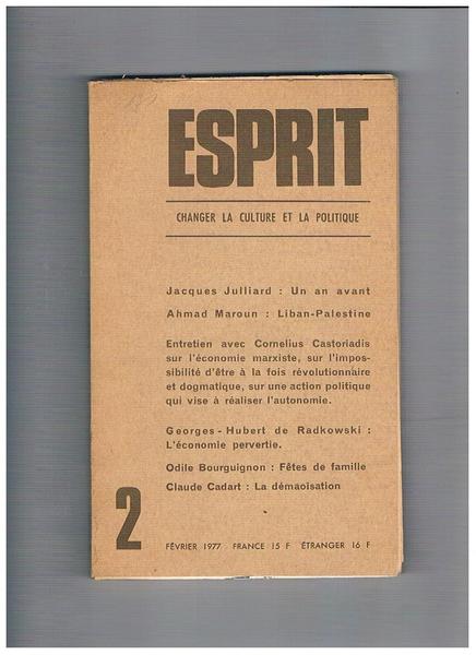 Esprit, changer la culture et la politique. Disponiamo del n° …