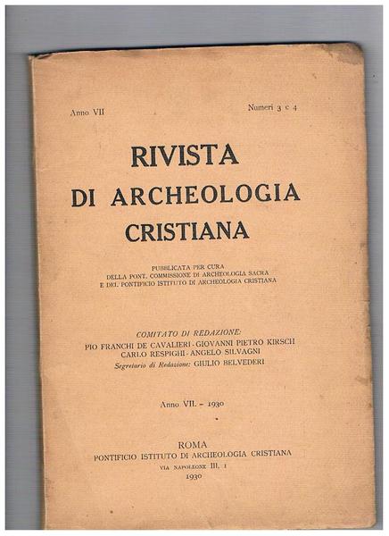 Rivista di archeologia cristiana pubblicata per cura della Pont. Commissione …