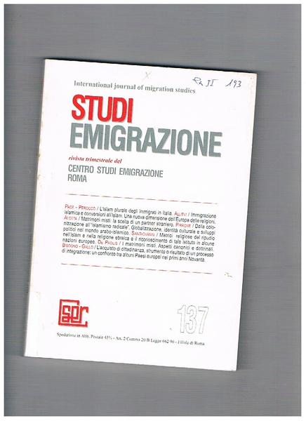 International journal of migration studies Studi Emigrazione, rivista trimestrale del …