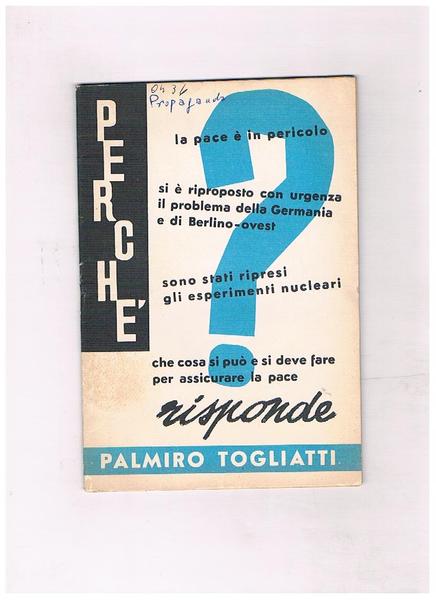 Discorso pronunciato alla Camera dei Deputati dall'on. Palmiro Togliatti, il …