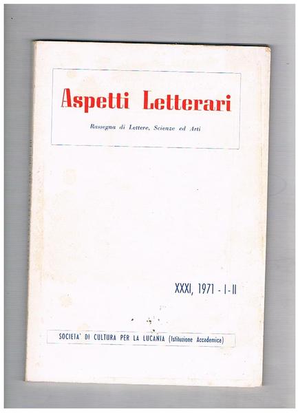 Aspetti letterari, rassegna di lettere scienze ed arti n° 1-2 …