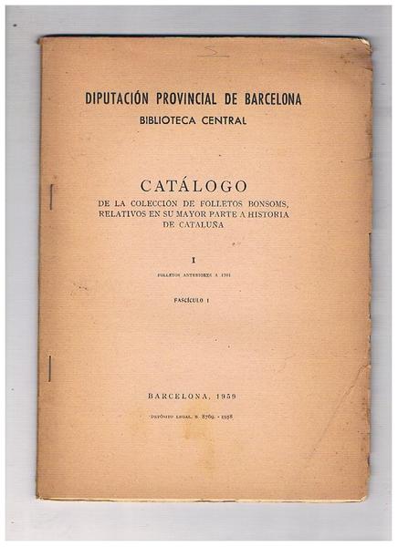 Catalogo de coleccion de folletos bonsoms, relativos en su mayor …