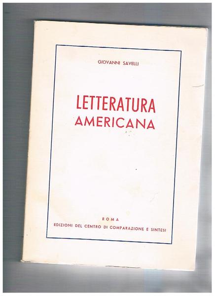 Letteratura americana. Panorama critico introduttivo.