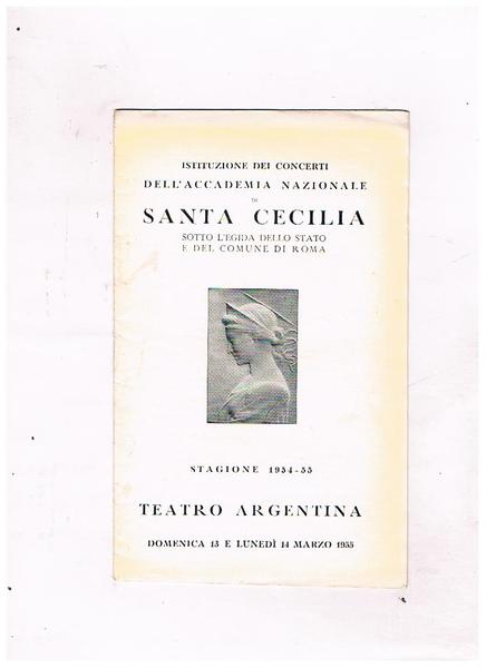 Programma di sala del concerto tenuto al Teatro Argentina di …