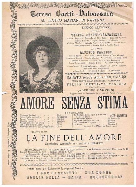 Teatro Mariani di Ravenna. Amore senza stima. Rappresentazione del la …