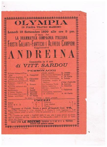 Olympia in Piazza Teatro Massimo il 18 settebre 1899, la …
