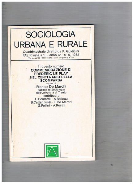 Sociologia Urbana e Sociale, quadrimestrale anno 4° n° 9 del …