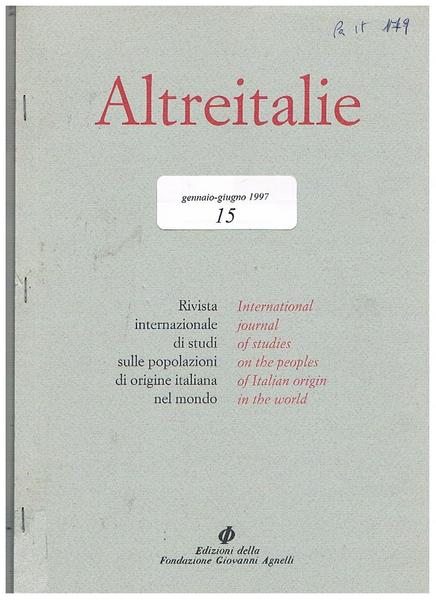 Altreitalie, rivista internazionale di studi sulle popolazioni di origine italiana …