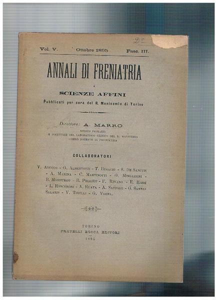 Annali di Freniatria e scienze affini, pubblicato per cura del …
