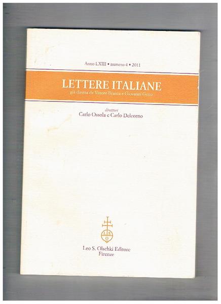 Lettere italiane anno 63° n° 4 2011. Petrarca al vaglio …