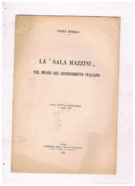 La "Sala Mazzini" nel museo del risorgimento italiano. Estratto.