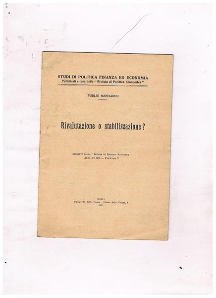 Rivalutazione o stabilizzazione? Estratto.