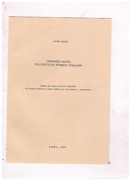 Armando Saitta nell'Istituto Storico Italiano. Estratto.