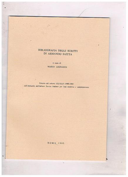 Bibliografia degli scritti di Armando Saitta. EStratto.