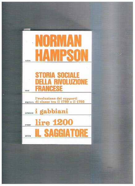 Storia sociale della rivoluzione francese.