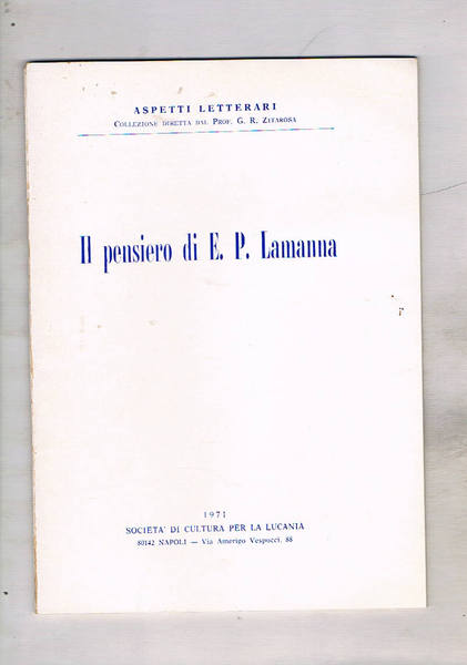 Il pensiero di E. P. Lamanna. Da "Aspetti Letterari" collana …