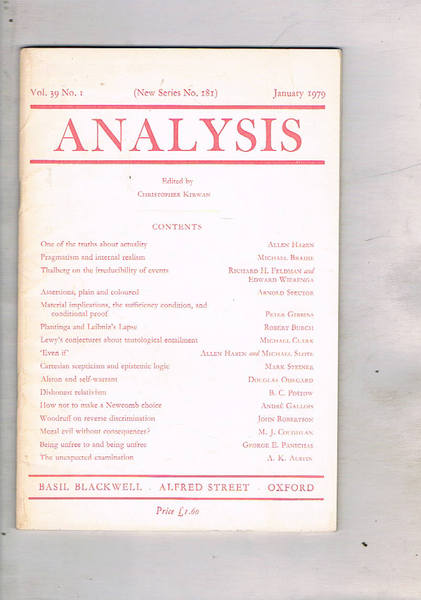 Analisys vol. 39° n° 1 January 1979. Pragmatism and internal …