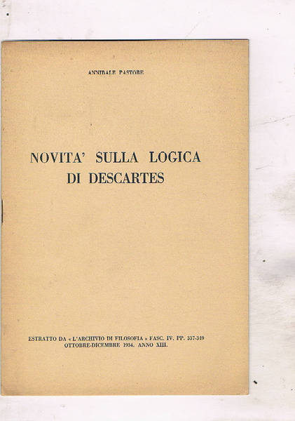 Novità sulla logica di Descartes. Estratto.