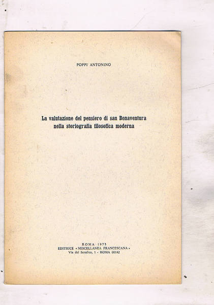 La valutazione del pensiero di San Bonaventura nella storiografia filosofica …