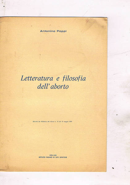 Letteratura e filosofia dell'aborto. Estratto.