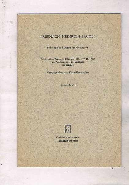 Der Einfluss Hamanns auf die Religionsphilosophie Jacobis. Estratto.