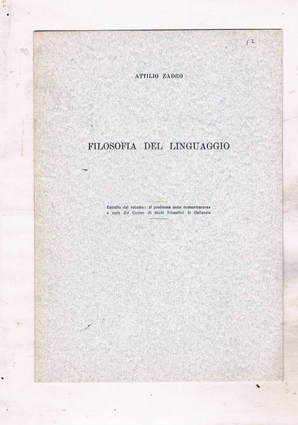 Filosofia del linguaggio. Estratto dal volume: Il problema della comunicazione, …