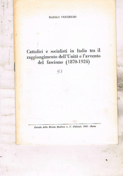 Cattolici e socialisti in Italia tra il raggiungimento dell'Unità e …