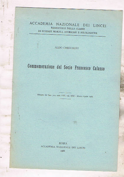 Commemorazione del socio Francesco Calasso. Estratto.