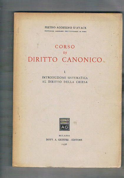 Corso di diritto canonico. I° introduzione sistematica al diritto della …
