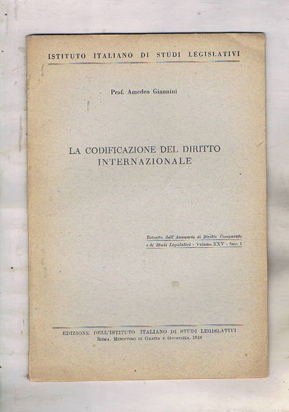 La codificazione del diritto internazionale. Estratto.