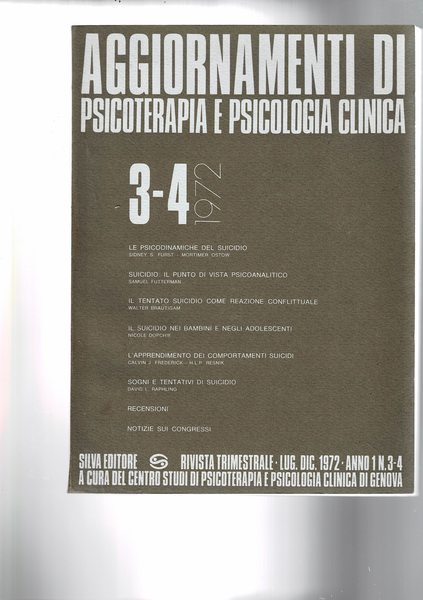 Aggiornamenti di psicoterapia e psicologia clinica. Rivista trimestrale numero 3-4 …