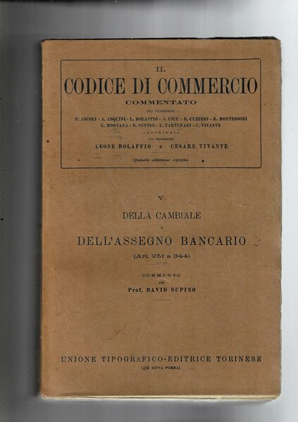 Della cambiale e dell'assegno bancario.