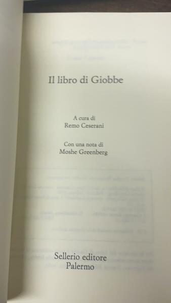 Il libro di Giobbe. Con una nota di Moshe Greenberg.