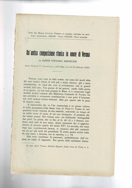 Un'antica composizione ritmica in onore di Verona. Estratto dagli Atti …