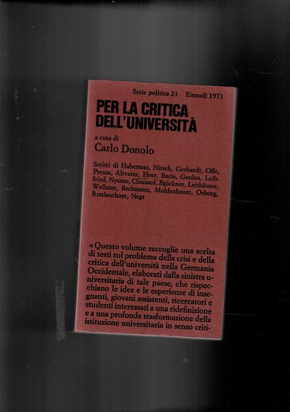 Per la critica dell'Università.