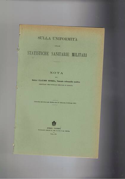 Sulla uniformità delle statistiche sanitarie militari. Estratto.