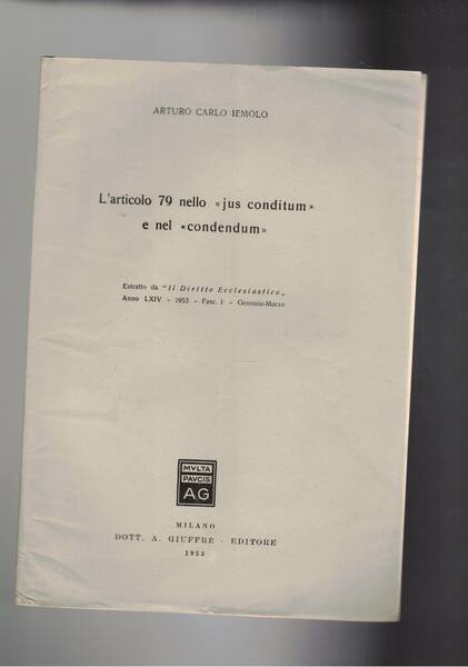 L'articolo 79 nello "jus conditum" e nel "condendum". Estratto.