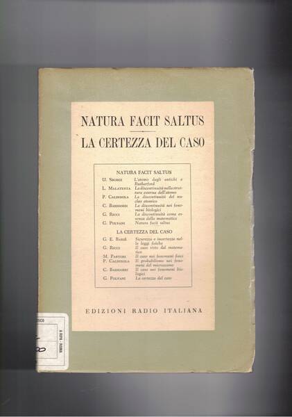 Natura Facit Saltus. La certezza del caso: l'atomo dagli antichi …
